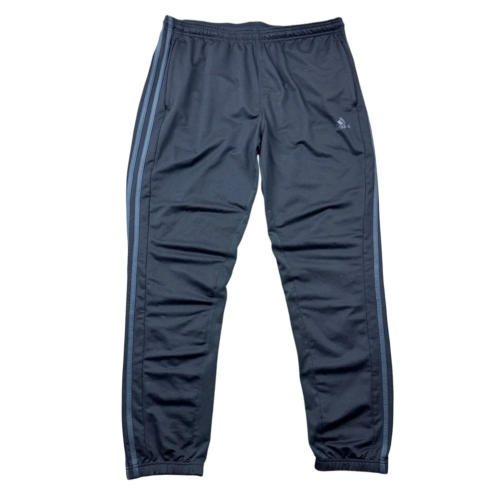 Adidas Climacool Mens Large Jogger Sweatpants Black Grey Stripe Soccer Athletic